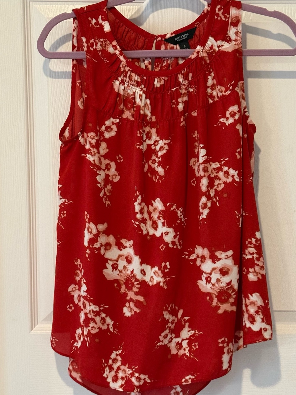 Simply Vera Vera Wang Floral Sleeveless Blouse Red White Size S